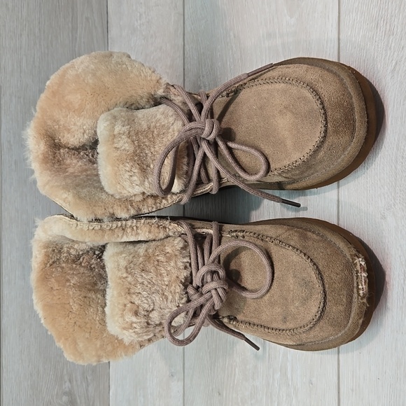 Ugg Australia Women Cozy Tan Suede Shearling Boots Sz 6 - Picture 3 of 13